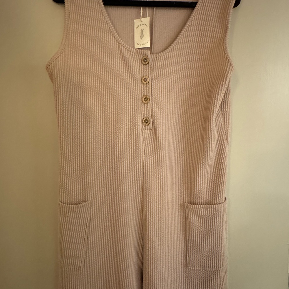 HEIMISH USA Natural Beige Knit Sleeveless Romper